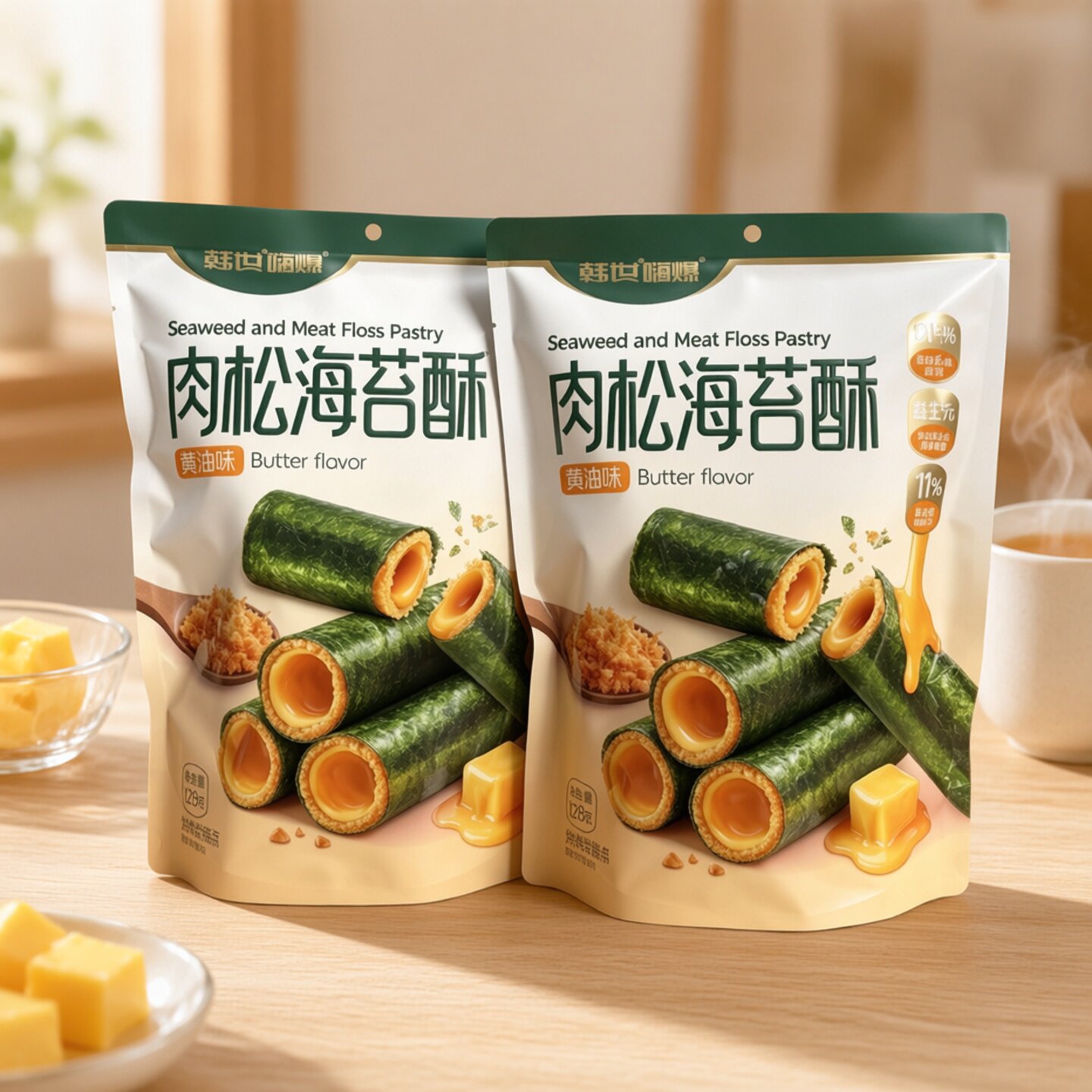 韩世嗨爆128g黄油味肉松海苔卷