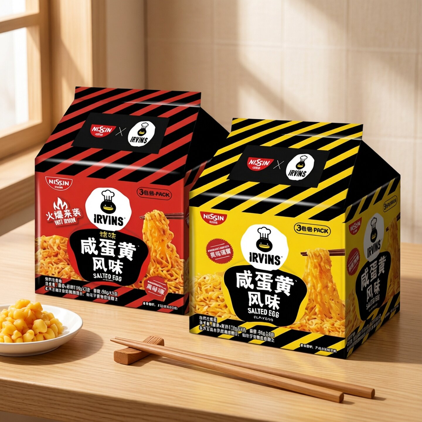 日清咸蛋黄捞面拌面3连包