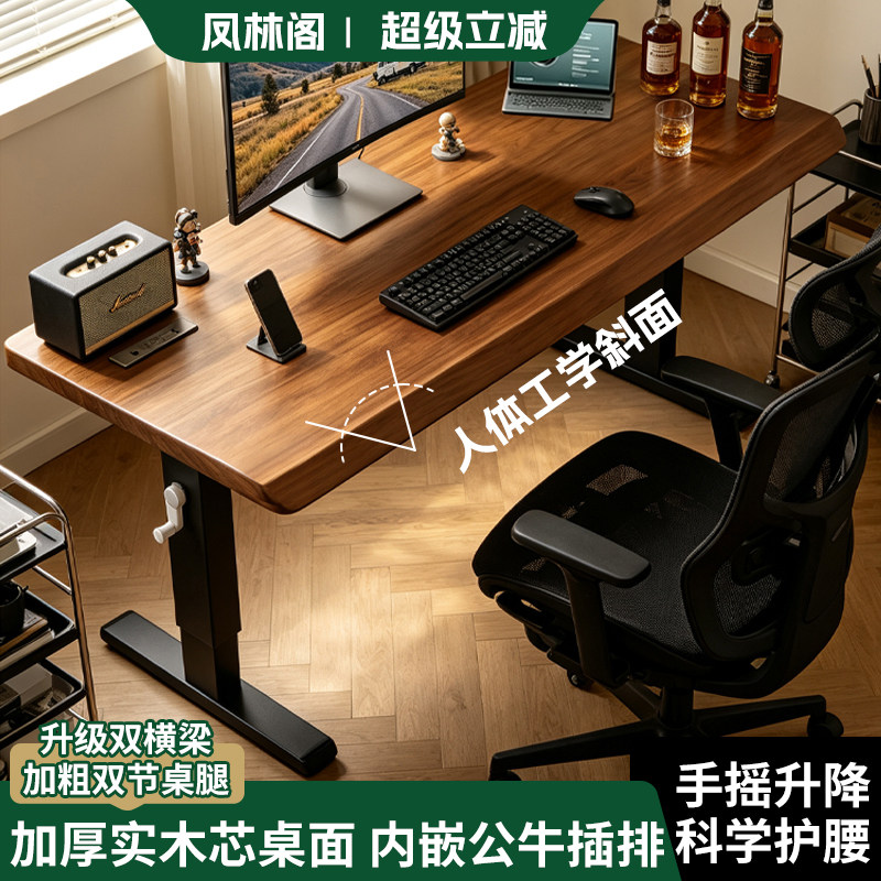 简约电动升降电脑桌学习办公桌