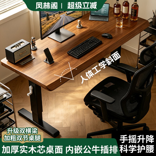 简约电动升降电脑桌学习办公桌
