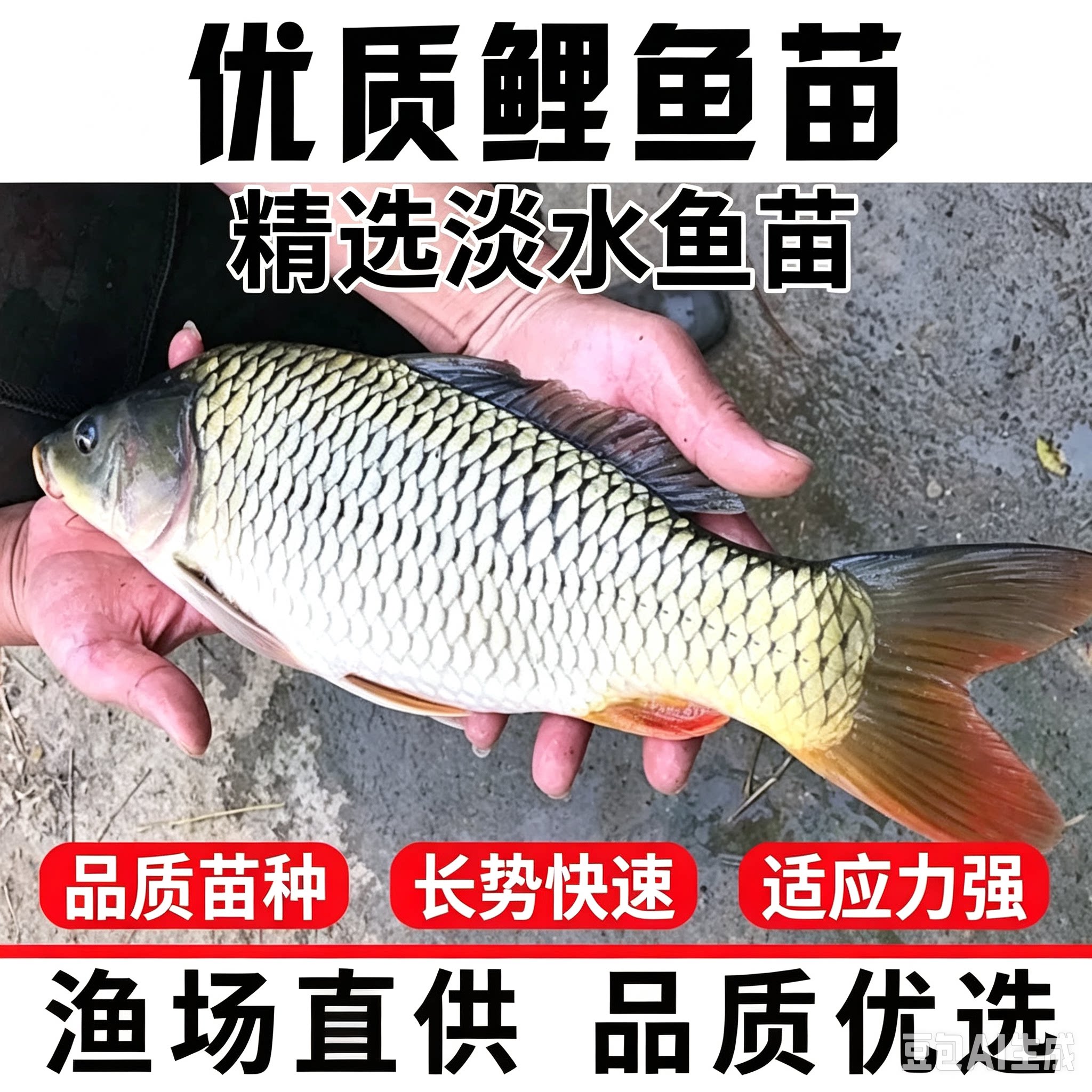大品种鲤鱼苗建鲤丰鲤鱼稻田鲤淡水养殖草鱼苗大种工程鲫鱼苗包活