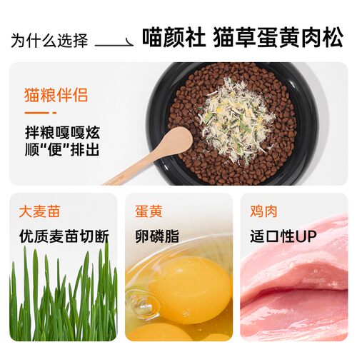 喵咪颜究社猫草蛋黄肉松冻干零食猫咪狗宠物主粮伴侣零食