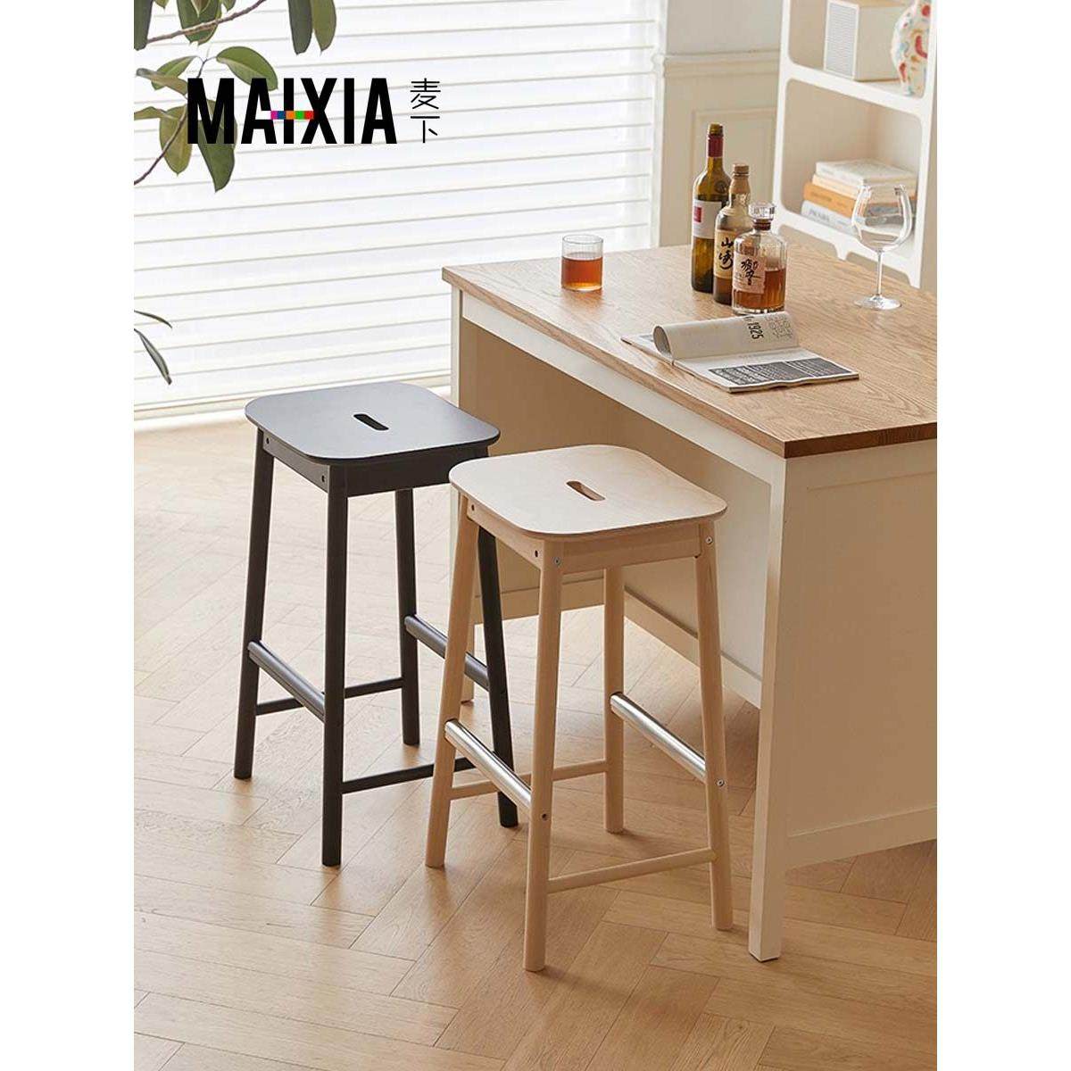 北欧设计师创意简约实木吧台椅子凳原木奶茶店咖啡厅酒吧高脚椅,住宅家具,家用高脚椅,淘宝优惠券,粉丝福利购,淘宝优惠卷