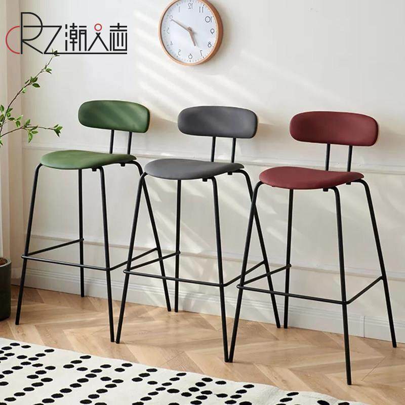 北欧创意铁艺吧凳黑色皮质酒吧椅靠背简约现代中岛台轻奢高脚凳子,住宅家具,家用高脚椅,淘宝优惠券,粉丝福利购,淘宝优惠卷