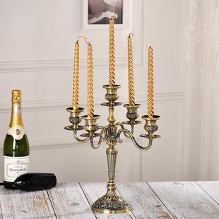 欧式覆古三头五头烛台酒店合金创意浪漫婚礼Ktv客厅装饰美容烛台