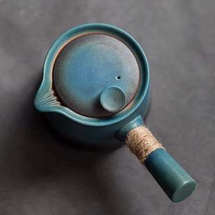 黑陶茶壶侧把提梁西施壶绑绳家用过滤单壶陶瓷功夫茶具泡煮温茶壶