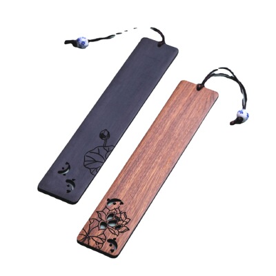 直销荷塘月色中国风黑檀紫光檀木质书签复古红木书签雕刻礼品