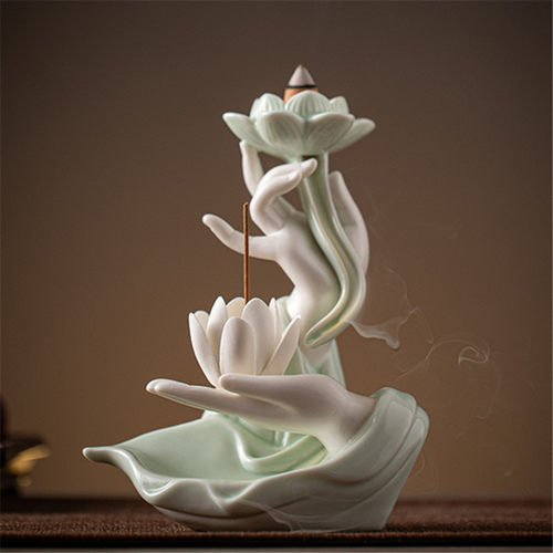 佛手莲花倒流香香炉复古香薰摆件