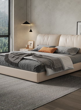 CBD床现代简约双人床1.8米布艺主卧轻奢意式极简1.5科技布床大床