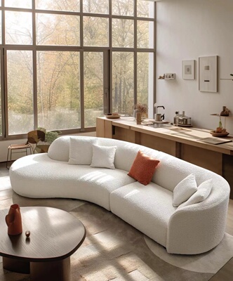 CBD布艺沙发客厅现代简约奶油风异形意式北欧轻奢设计师月亮弧形
