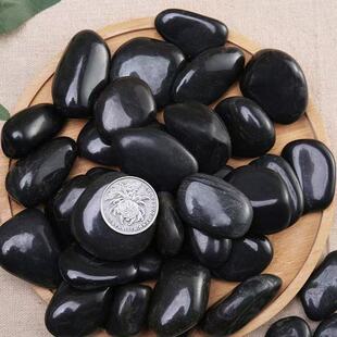 天然黑色鹅卵石子鱼缸庭院造景铺地铺路石头雨花石抛光鹅卵石