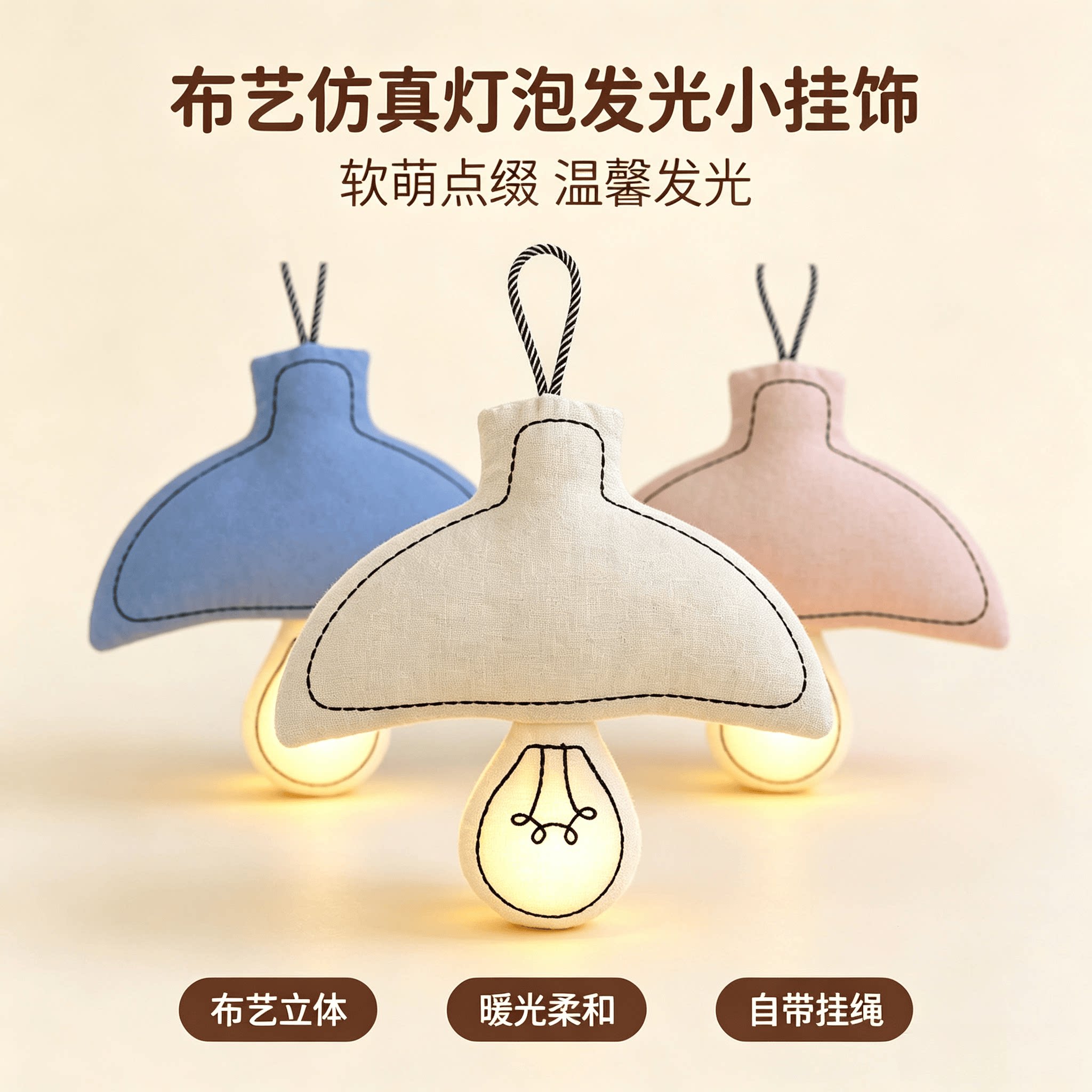 布艺小夜灯ins风卧室婴儿喂奶护眼LED床头灯儿童房氛围灯挂灯壁灯