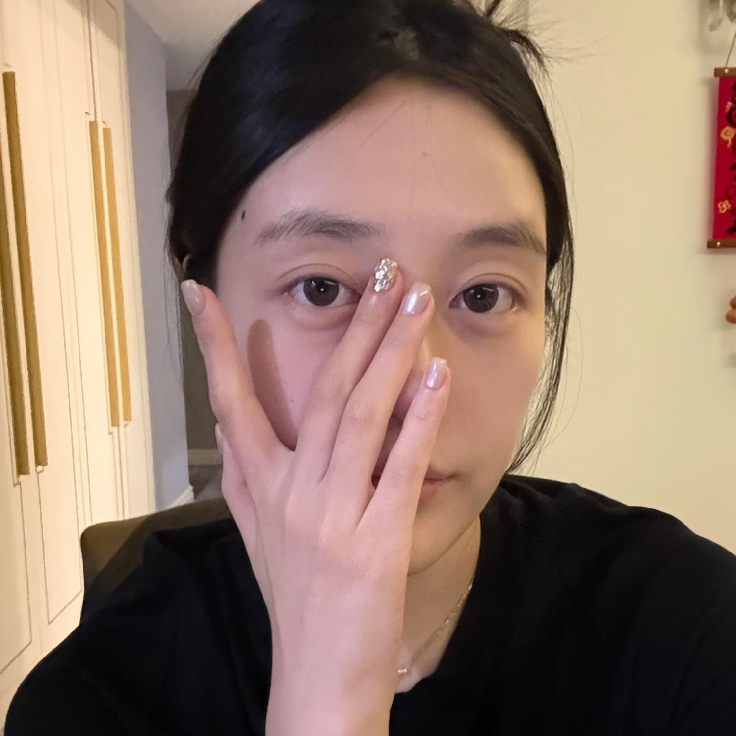 手工美甲贴片2025棕色玻璃珠猫眼穿戴甲秋冬短款高级感新娘孕妇