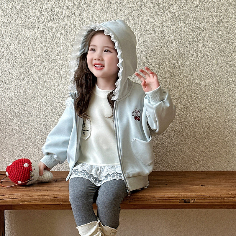 女童外套春秋季2026新款儿童春款连帽卫衣女宝宝春装上衣拉链开衫