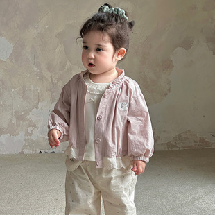 女宝宝韩系短款风衣婴幼儿纯棉上衣春季新款女童立领花边外套 a类