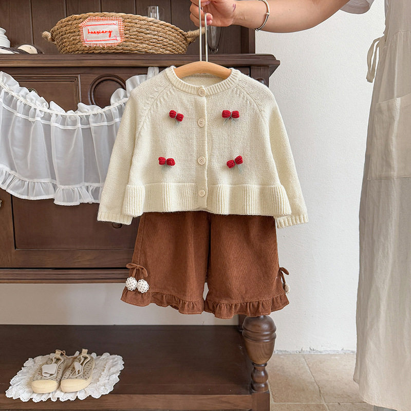 婴儿衣服毛衣秋装女宝宝套装甜美开衫春秋季一岁婴幼儿韩版两件套
