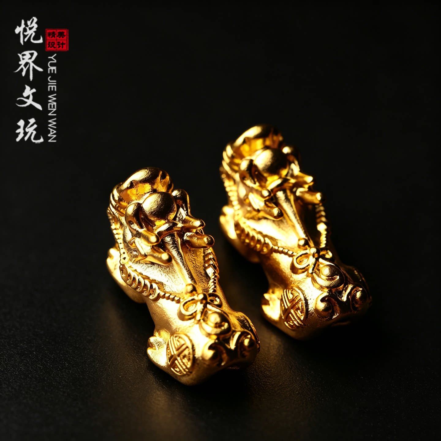 黄金色招财貔貅弟子珠隔珠