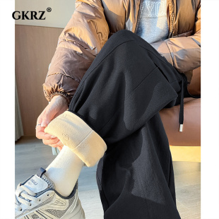 加绒保暖百搭外穿棉裤 弯刀羽绒裤 宽松高腰显瘦直筒裤 新款 女冬季