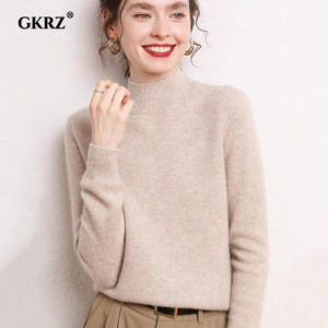 羊绒衫女100纯山羊绒2023秋冬季新款高端圆领套头毛衣针织打底衫