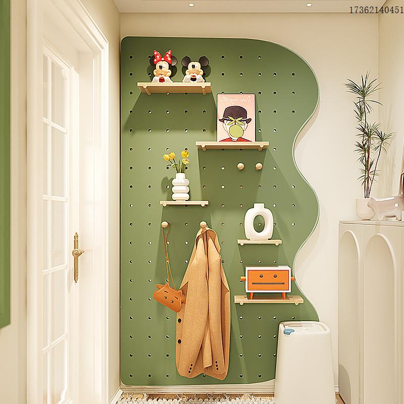 DTB9洞洞板置物架实木墙上墙壁书架挂墙隔板木质入户墙面收纳挂板