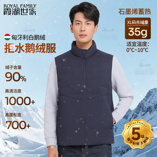 霞湖世家90%绒子羽绒立领背心外套男342 匈牙利拒水白鹅绒马甲