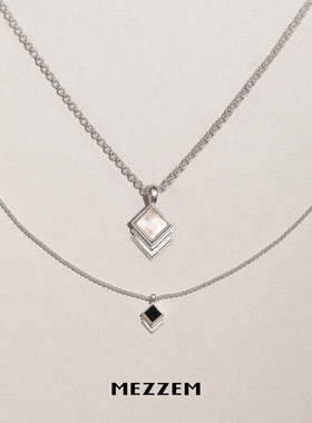MEZZEM ＜菱形＞复古简约高级感项链 黑玛瑙/白贝母 百搭精致时尚