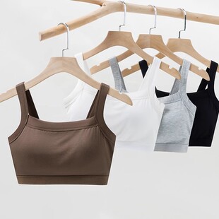 大码纯棉文胸一体式聚拢全罩杯收副乳背心式少女美背无痕薄款内衣