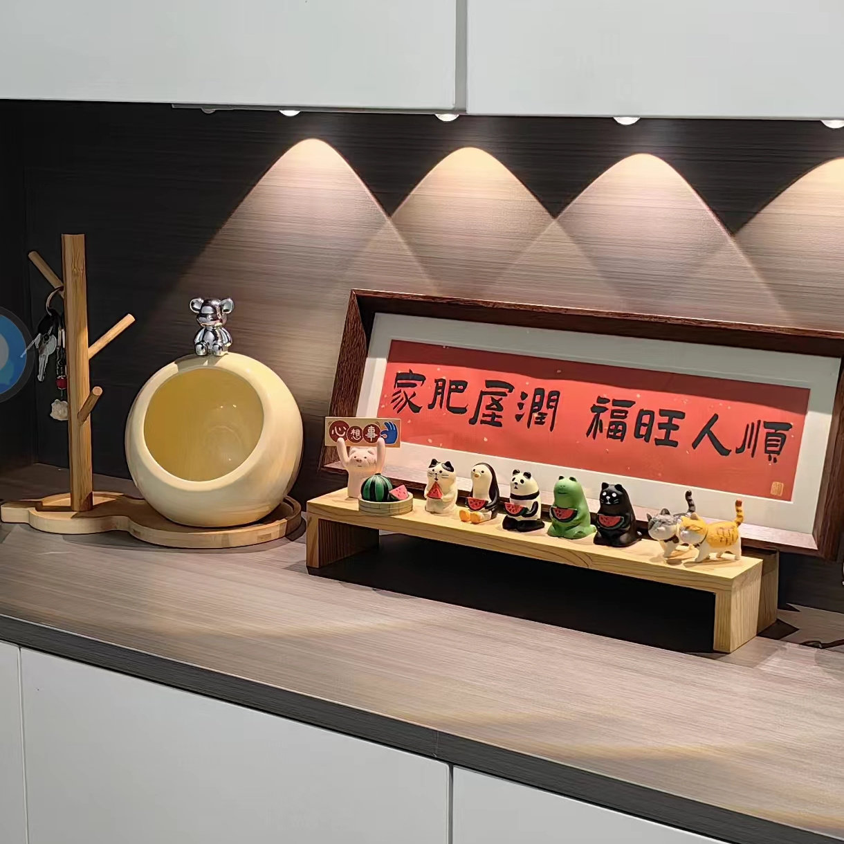 家肥屋润福旺人顺玄关摆件相框画入户摆台画客厅装饰新年乔迁礼物