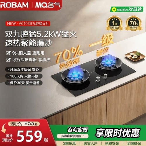 老板燃气灶名气煤气灶双边定时6251天然气家用双灶台液化气6103