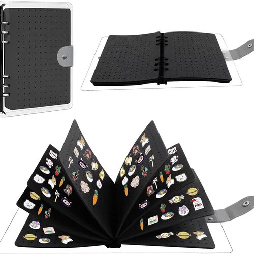 外贸收纳盒搪瓷别针展示胸针收纳器便携式带孔别针展示收纳册