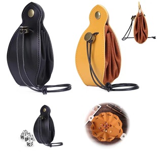 皮革色子收纳袋 方块骰子数字棋牌玩具珠宝骰子收纳包 Dice Bag