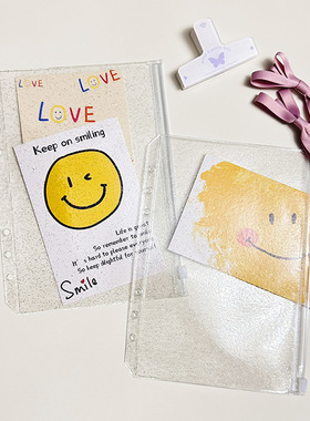 A5A6A67闪晶6孔活页笔记本拉链袋 贴纸票据收纳袋PVC手帐配件袋