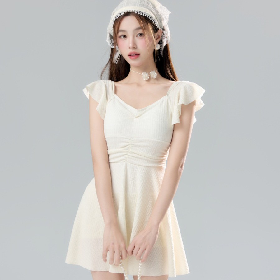 2025新款裙式连体泳衣 女甜美风显瘦收腰遮肚 高级感小胸聚拢泳装