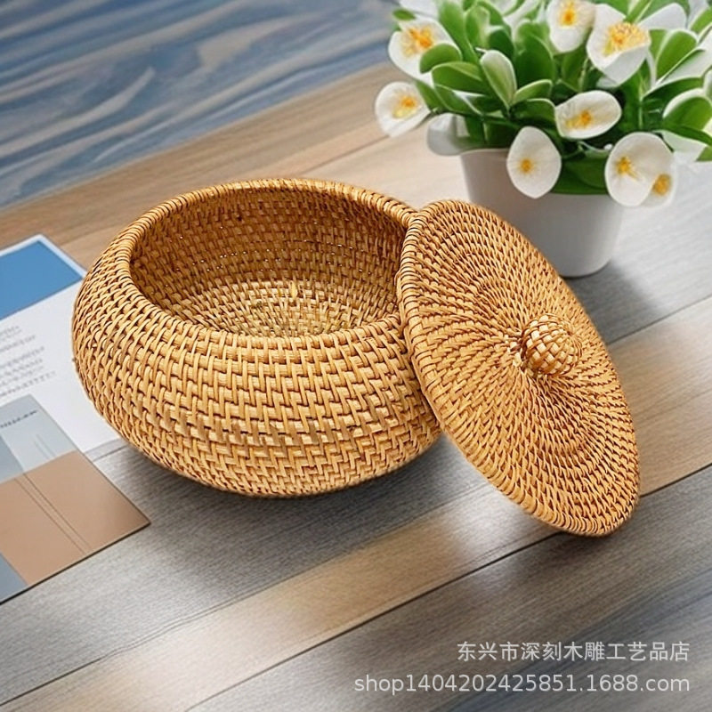 越南秋藤手工编织收纳盒