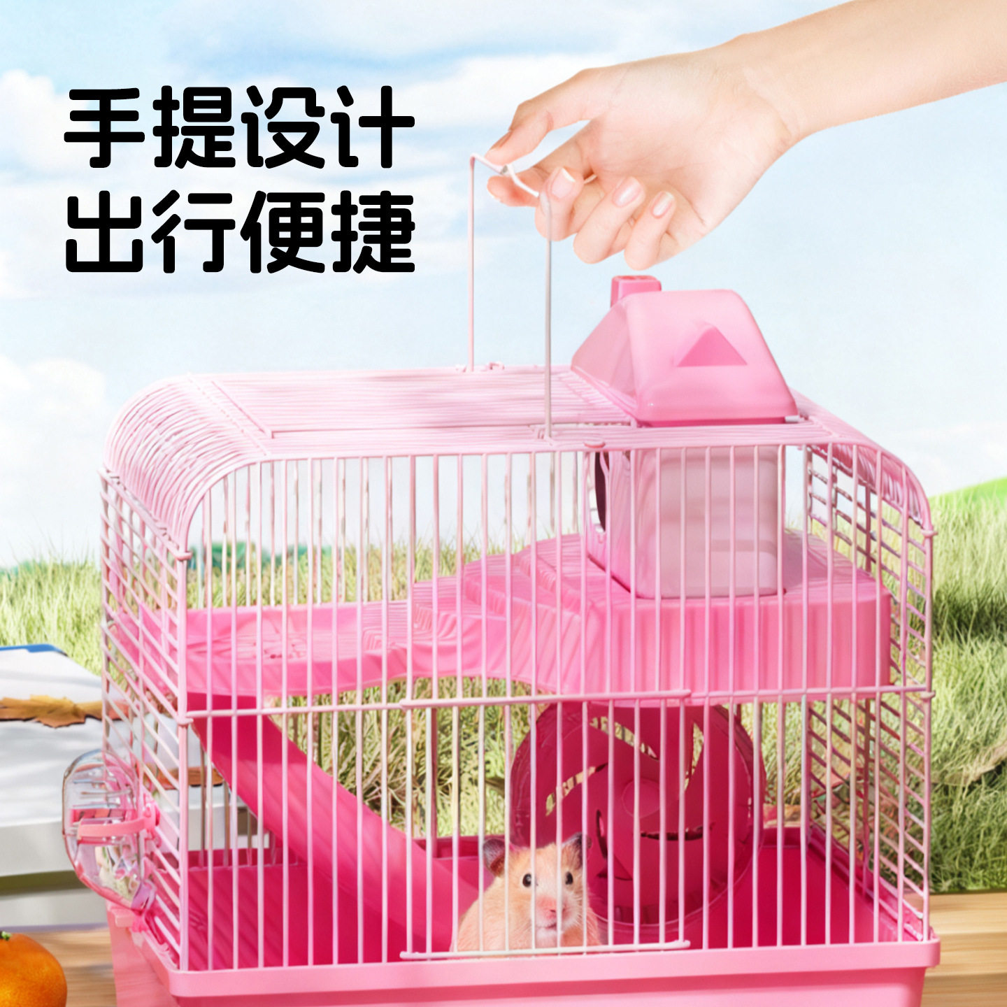 仓鼠饲养笼子外带两用金丝熊窝笼双层豪华仓鼠别墅小城堡仓鼠笼子