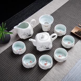 定制LOGO整套茶壶茶杯茶海礼盒装 雪花釉陶瓷功夫茶具套装 成交礼品