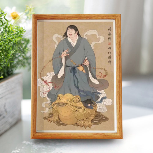 西北财神刘海蟾相框开业礼物乔迁新居礼品送朋友招财玄关装饰摆件