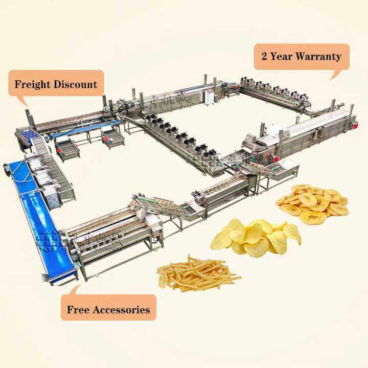 速冻薯条流水线全自动土豆条加工设备大型薯条法式薯条油炸线