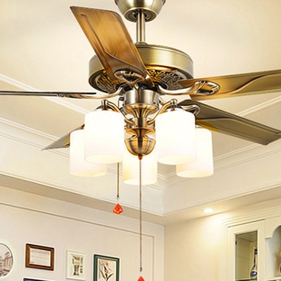 铁叶56寸大风力吊扇灯餐厅客厅欧用带风扇的吊灯式仿古电风扇灯家