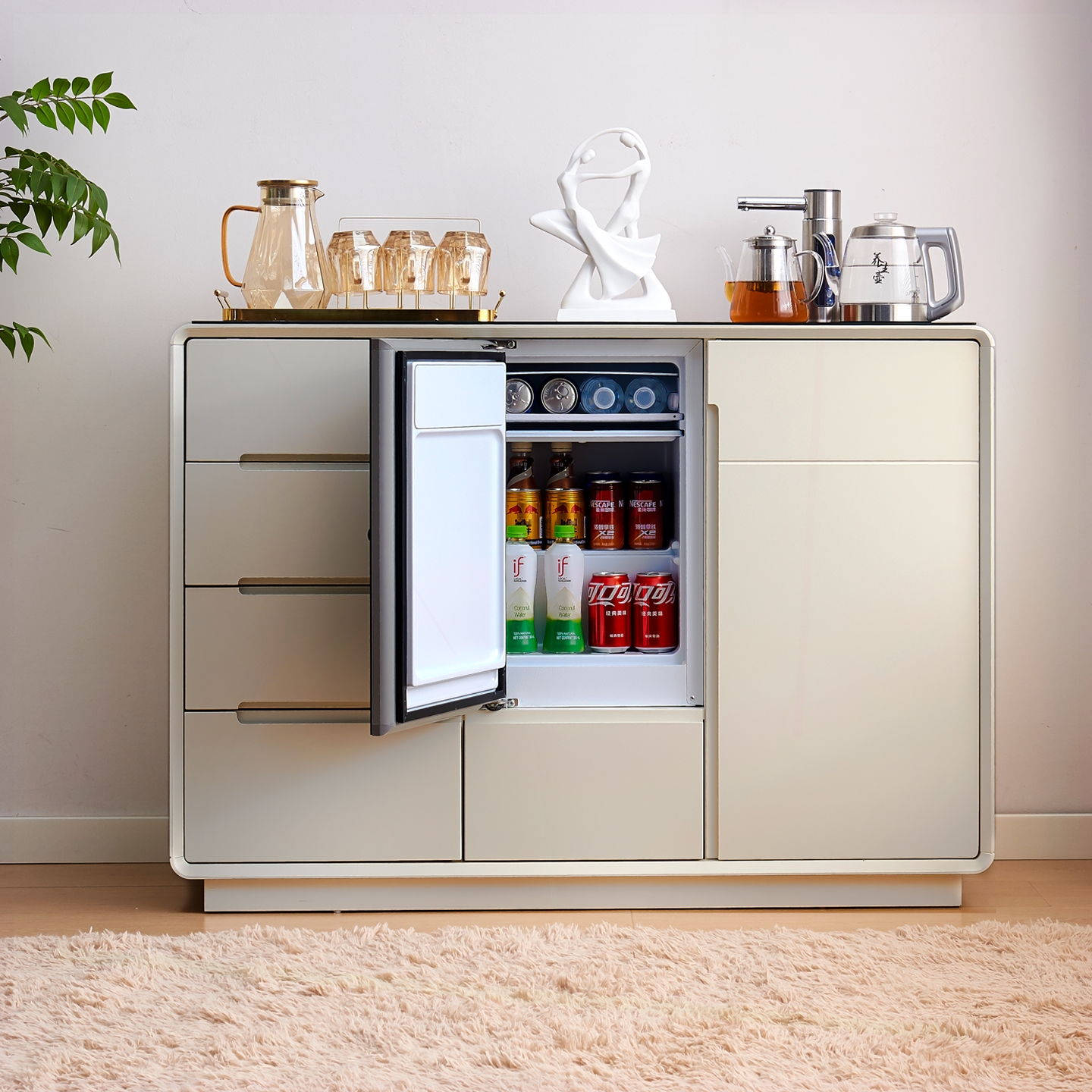 高端茶吧机带冷藏冷冻冰箱2025新水机餐边置物柜款一体客厅家用饮