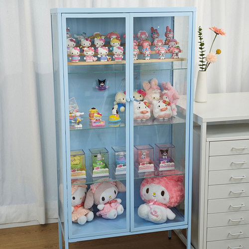 LUMA三面全景玻璃手办展示柜多巴胺彩色艺术品潮玩模型多层收纳柜