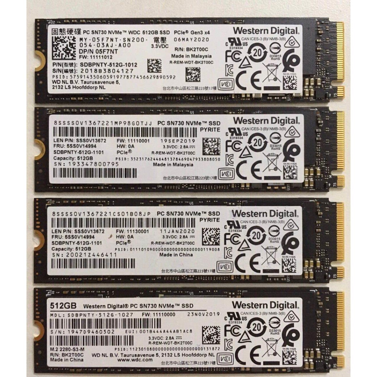 WD/西部数据 SSD sn730 512g固态硬盘电脑 nvme pcie m.2议价