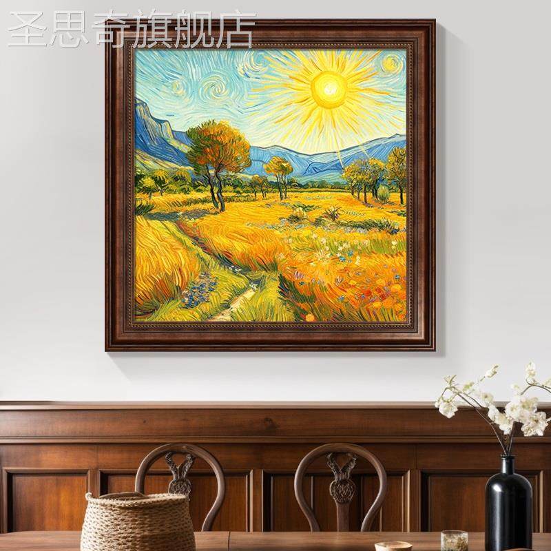 网红油美画式入户玄关装饰画客厅沙发背景墙欧式壁画田园风景饭厅