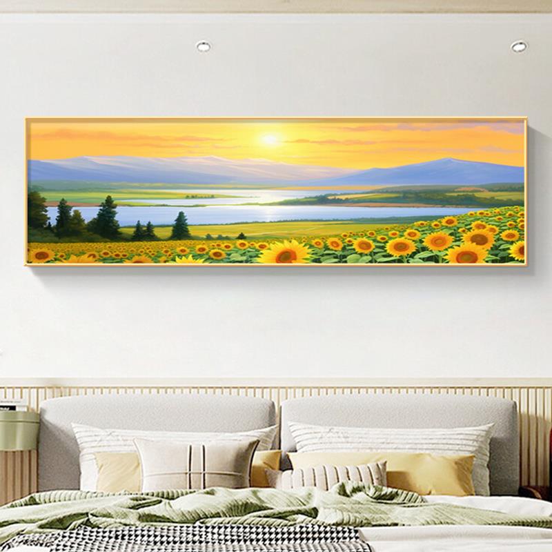 现代简约卧室装饰画客厅背景墙向日葵风景壁画主次卧房间床头挂画