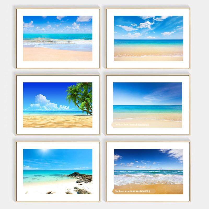 现代简约装饰画大海蓝天白云客厅餐厅挂画海边沙滩民宿客房墙壁画