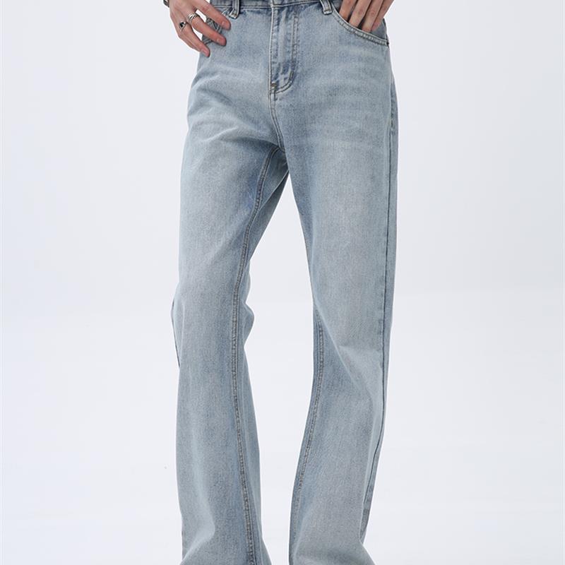 Voguo Relay 李昊同款韩风蓝色水洗微喇叭中腰cleanfit牛仔裤男女