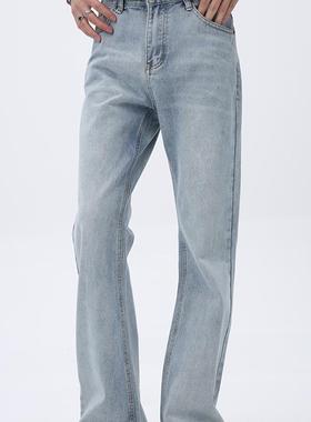 Voguo Relay 李昊同款韩风蓝色水洗微喇叭中腰cleanfit牛仔裤男女