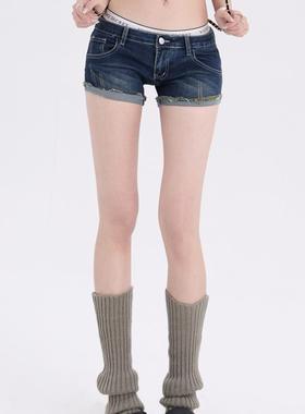 ZAVK2024春夏新品低腰弹力牛仔短裤女紧身显瘦卷边休闲百搭热裤子