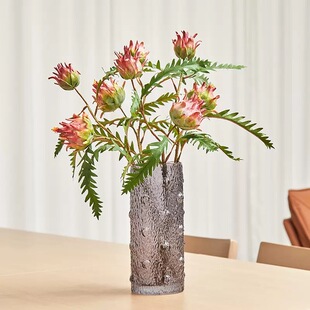 仿真花单枝2头小号蓟花假花洋蓟家居装饰摆设塑料帝王花影楼拍摄