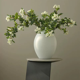 仿真花3叉带叶小手球花满天星白色小野花客厅欧式木绣球居家假花